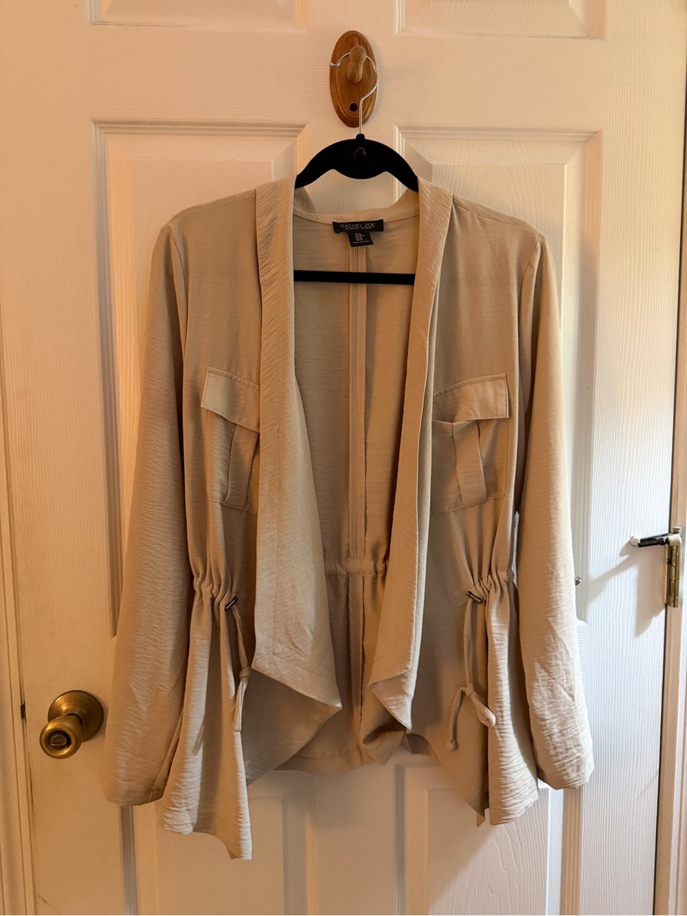 Rachel Zoe Beige Open Front Utility Top